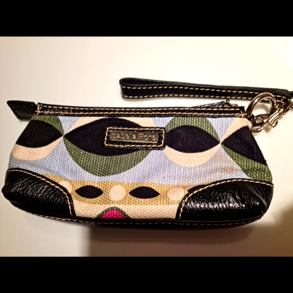 Isabella Fiore leather and beaded tapestry wristlet